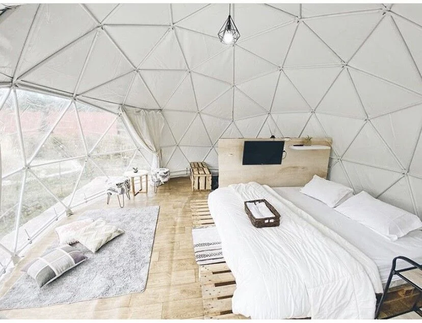 10m Camping Trade Show Glamping House Steel Lodge for Wedding Outdoor Geodesic Dome Tent