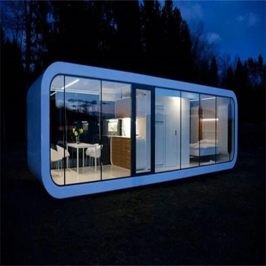 Casa móvil modular prefabricada de 20 pies y lujosa sala de sol con vistas al mar Sala de playa Apple Cabin Bar Oficina Pod